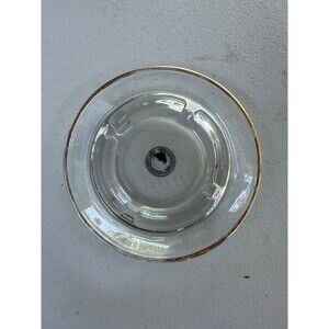 Vintage Caesars Palace Mid Century Clear Glass Central Emblem Gold Trim Ashtray